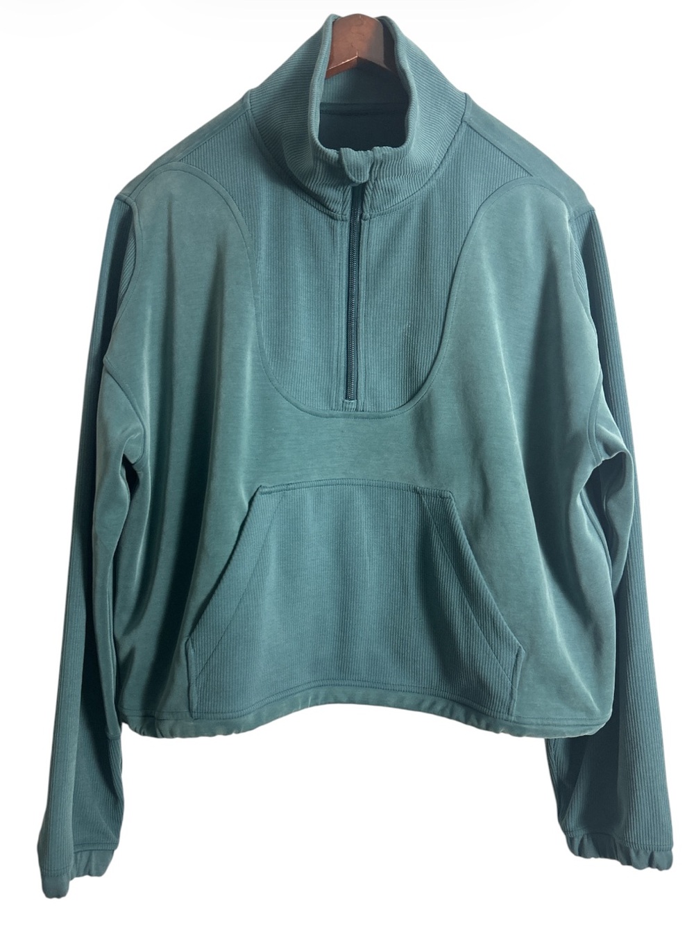 Lululemon Brushed Softstreme Ribbed Half Zip Green Jasper Size 10